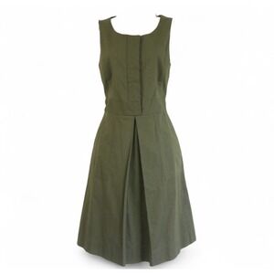 J.Crew Olive‎ Green Caroline Pleated Sleeveless Fit & Flare Short Dress 8 Medium